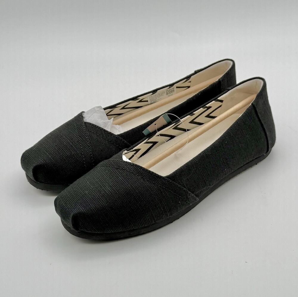 TOMS Alpargata Ballet Black Textile Female Slip On Ladies Shoes Size 7.5 - New